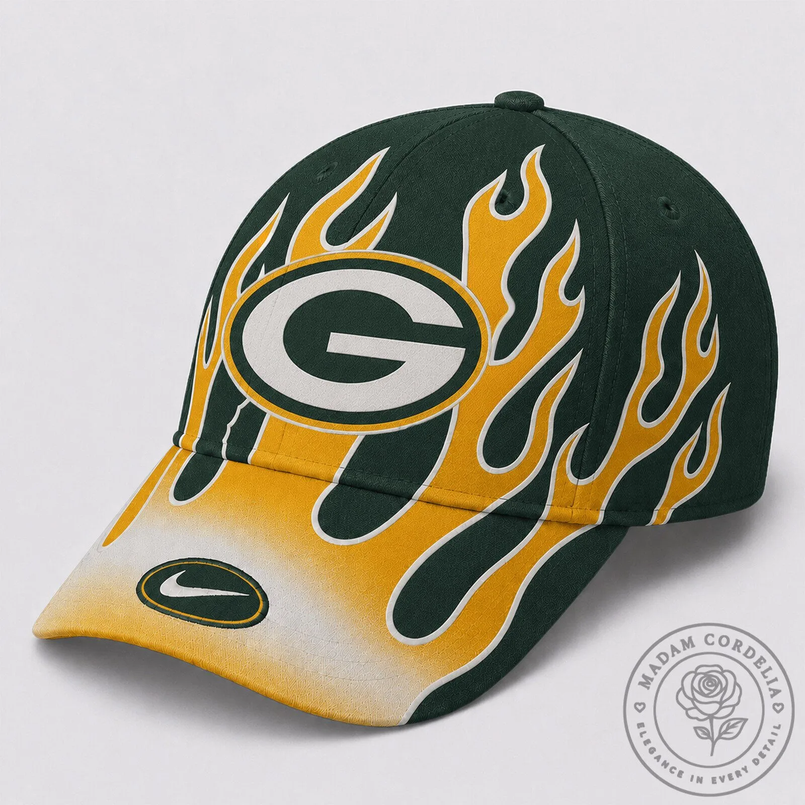 Green Bay Packers Flame Spirit Classic Baseball Cap Hat