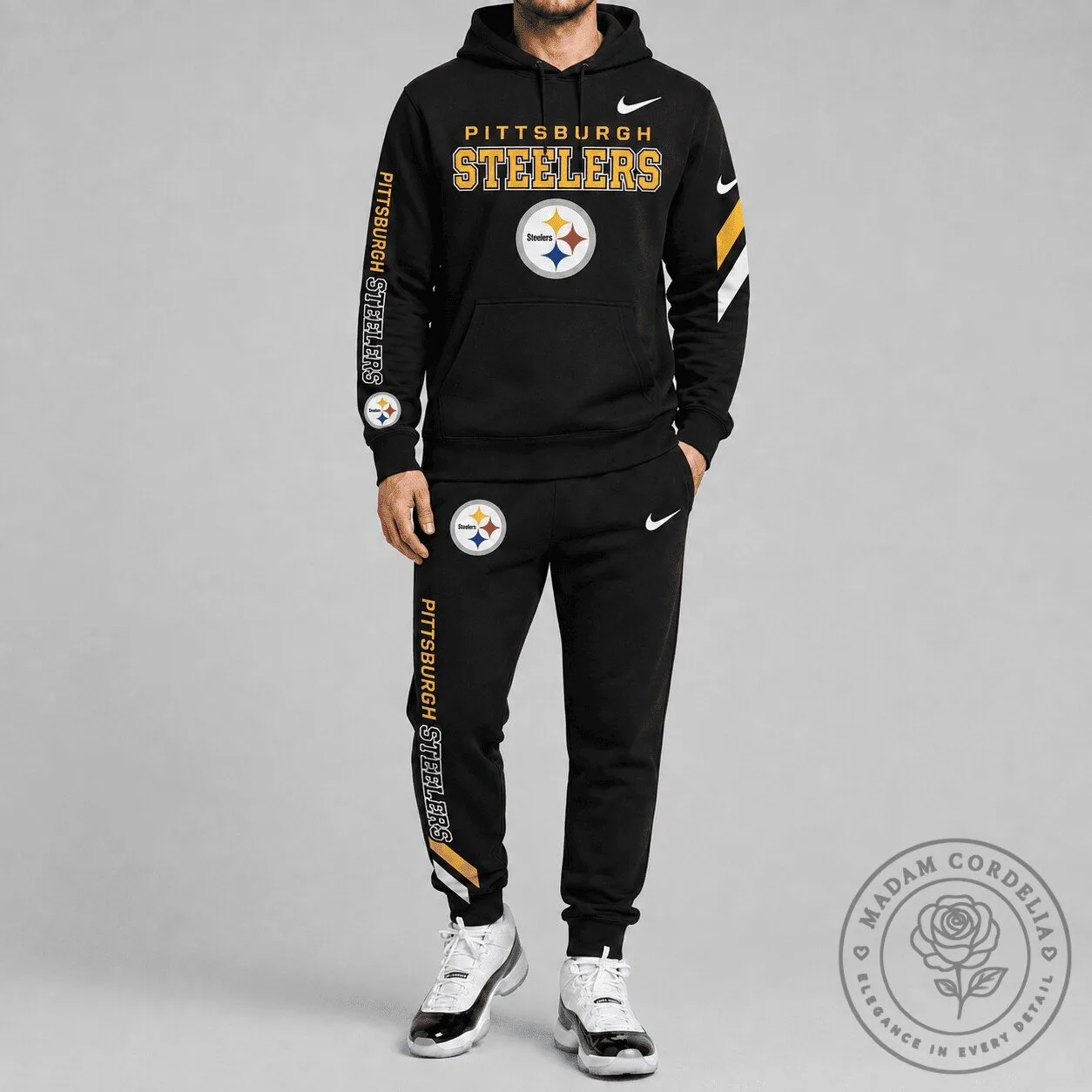 Pittsburgh Steelers National Football League Black Team Logo Hoodie and Jogger Pants Set