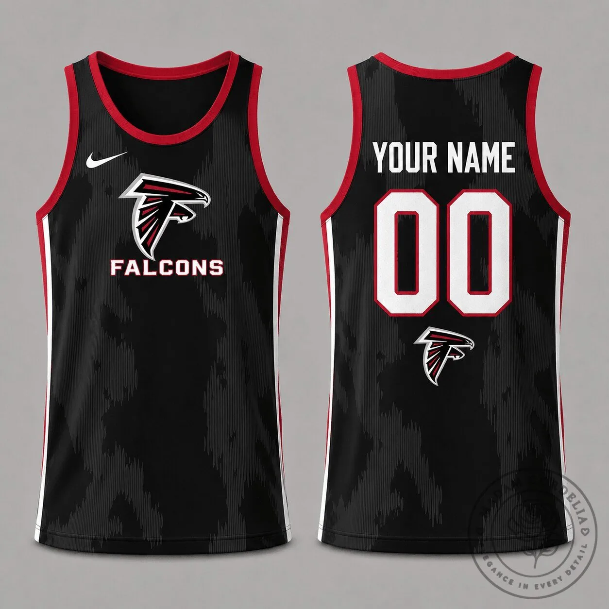Atlanta Falcons Personalized Black Football Fanatics Tank Top