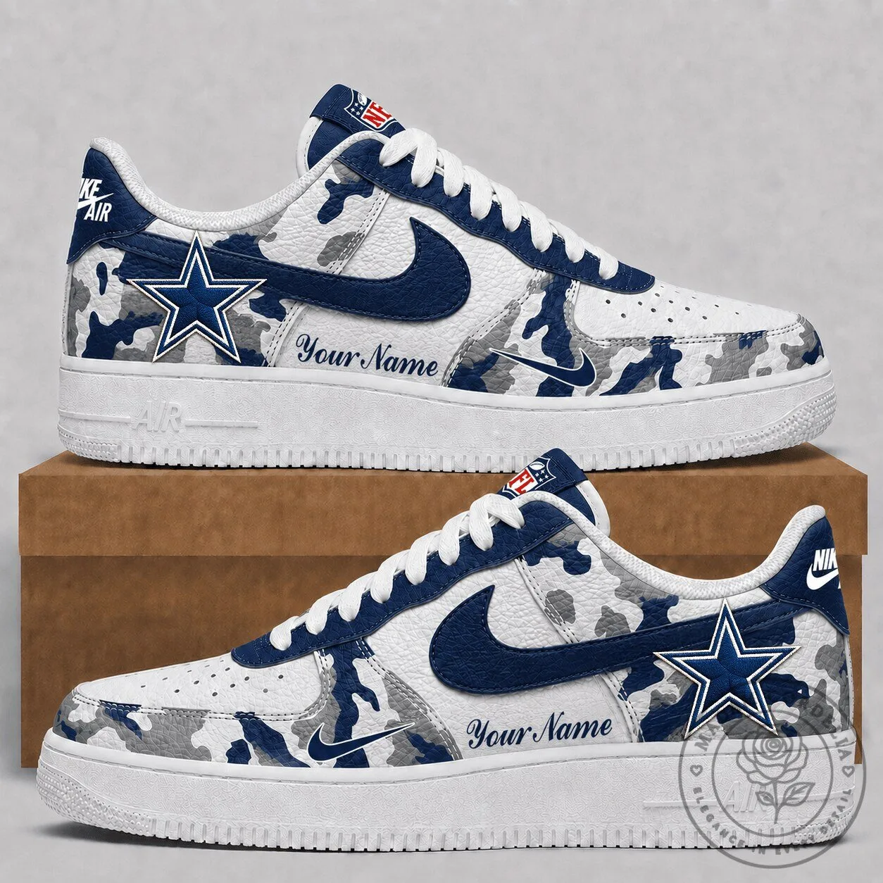 Dallas Cowboys Team Camouflage Pattern Custom Name Low Top Sneakers