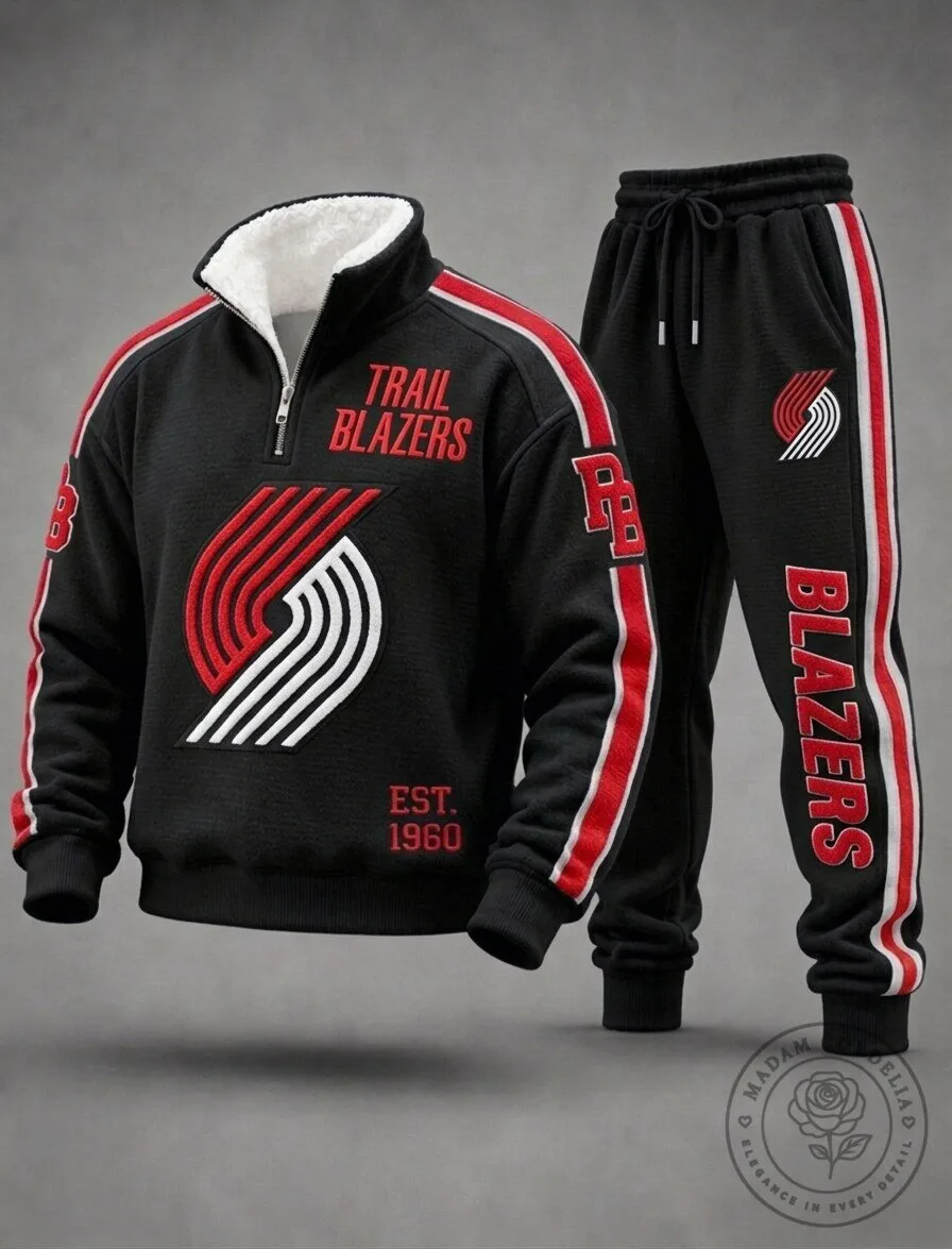 Portland Trail Blazers Half-Zip Fleece Lined Sweatshirt and Sweatpants Set