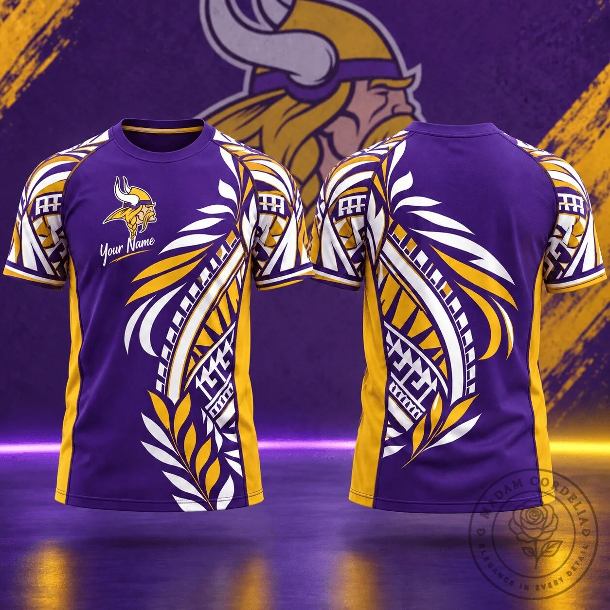 Minnesota Vikings NFL Football Tribal Graphic Custom Name T-Shirt