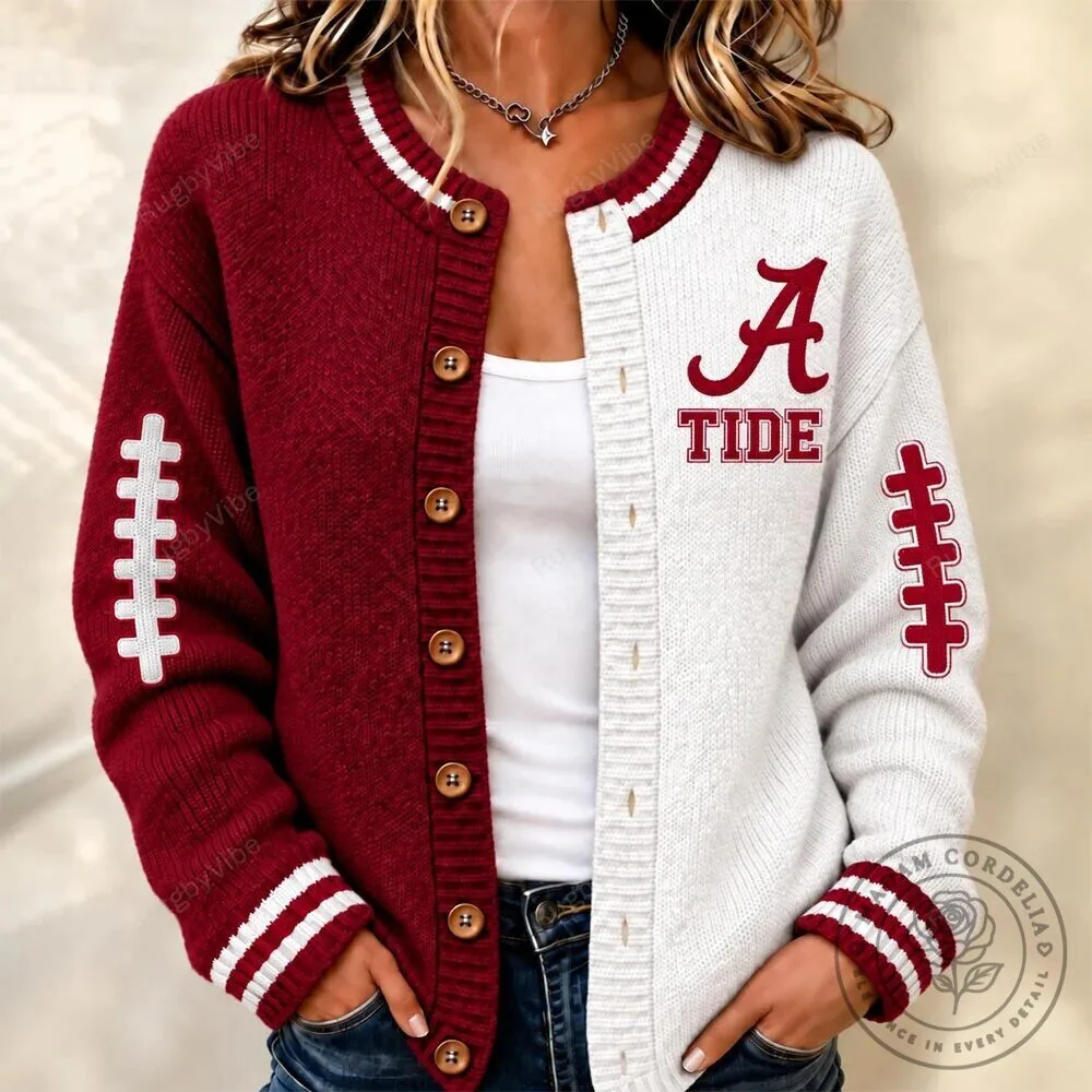 Alabama Crimson Tide Football Split Cardigan Sweater