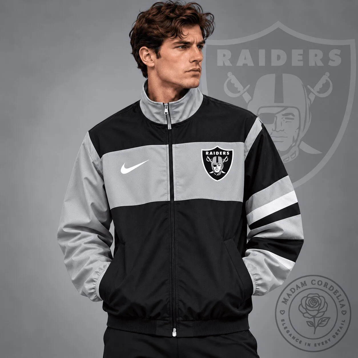 Las Vegas Raiders Nike Color Block Full Zip Track Jacket