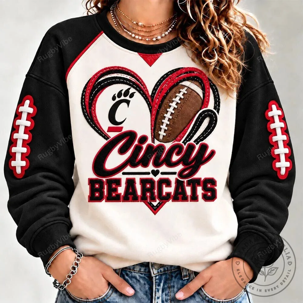 Cincinnati Bearcats Football Heart Design Women's Sweatshirt