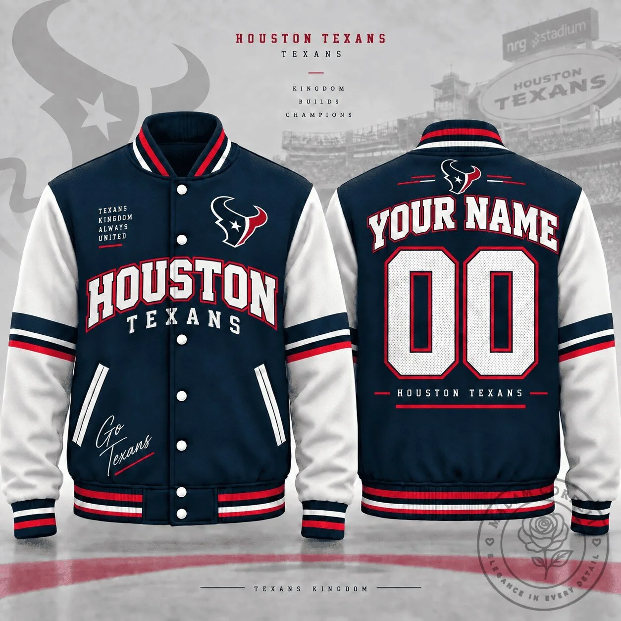 Houston Texans National Football League Custom Name And Number Varsity Jacket 2 Houston Texans National Football League Custom Name And Number Varsity Jacket
