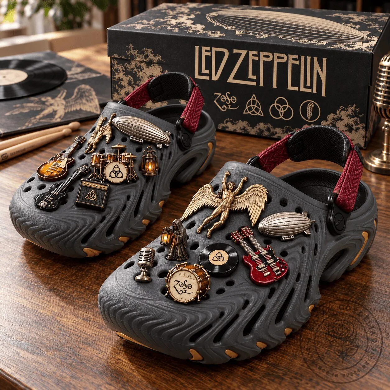 Led Zeppelin Band Music Fan Clogs Shoes with Custom Charms