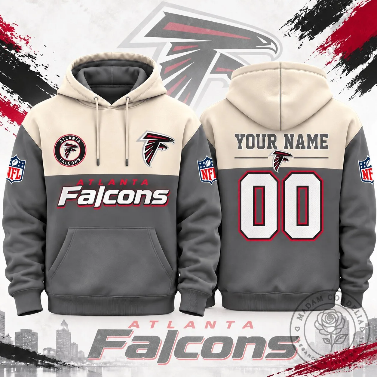 Atlanta Falcons National Football League Custom Colorblock Pullover Hoodie