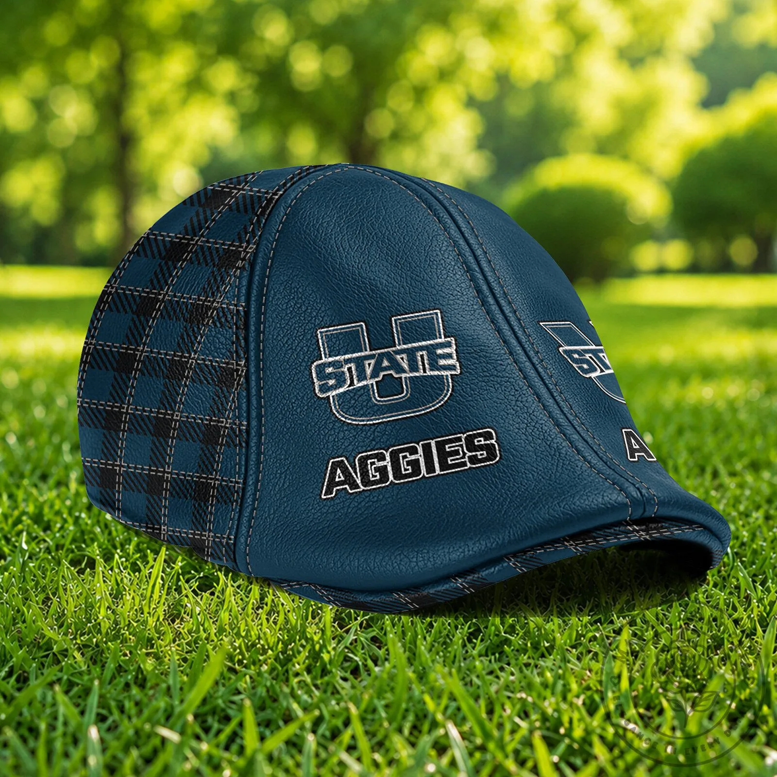Utah State Aggies NCAA Ivy League Flat Cap, Personalized Blue Plaid Golf Hat 9 Utah State Aggies NCAA Ivy League Flat Cap, Personalized Blue Plaid Golf Hat