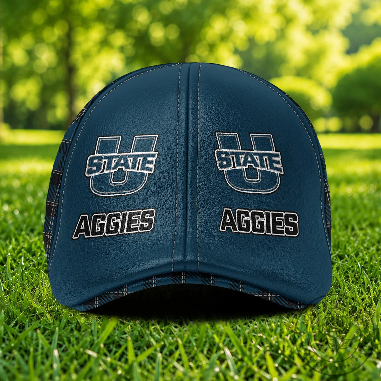 Utah State Aggies NCAA Ivy League Flat Cap, Personalized Blue Plaid Golf Hat 10 Utah State Aggies NCAA Ivy League Flat Cap, Personalized Blue Plaid Golf Hat