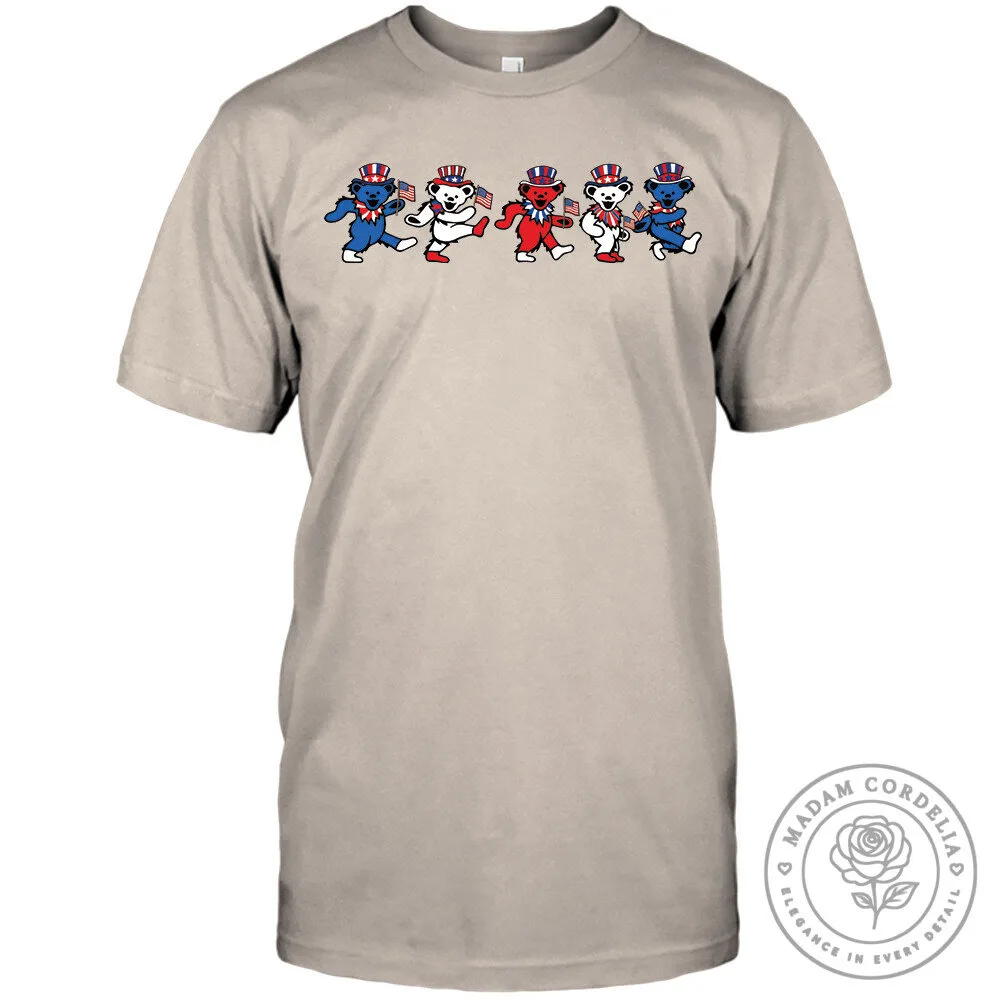 Fourth of July Grateful Dead Dancing Bears Patriotic T-Shirt