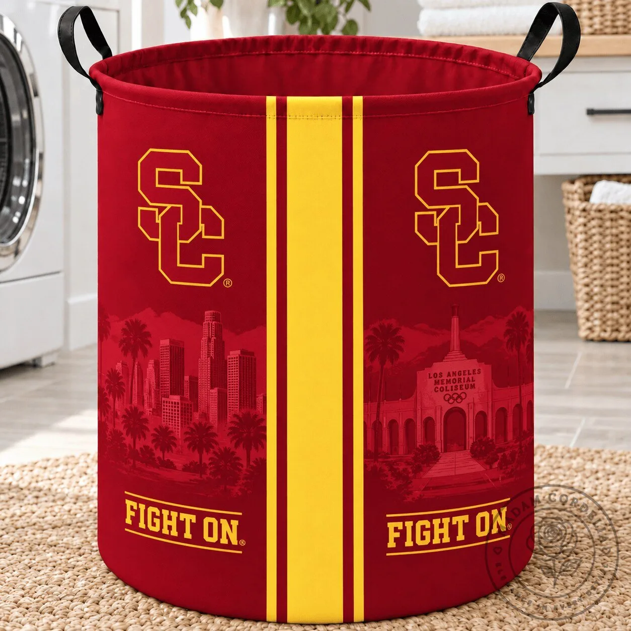 USC Trojans Fight On Los Angeles Coliseum Red Laundry Basket