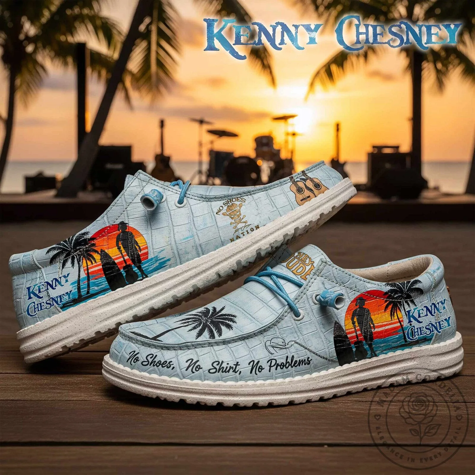 Kenny Chesney No Shoes No Shirt No Problems Beach Sunset Shoes