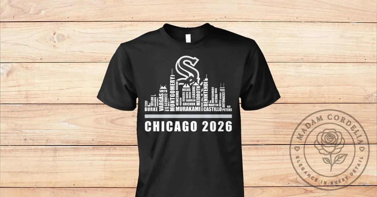 Chicago White Sox 2026 Baseball Team Roster Black Adult T-Shirt