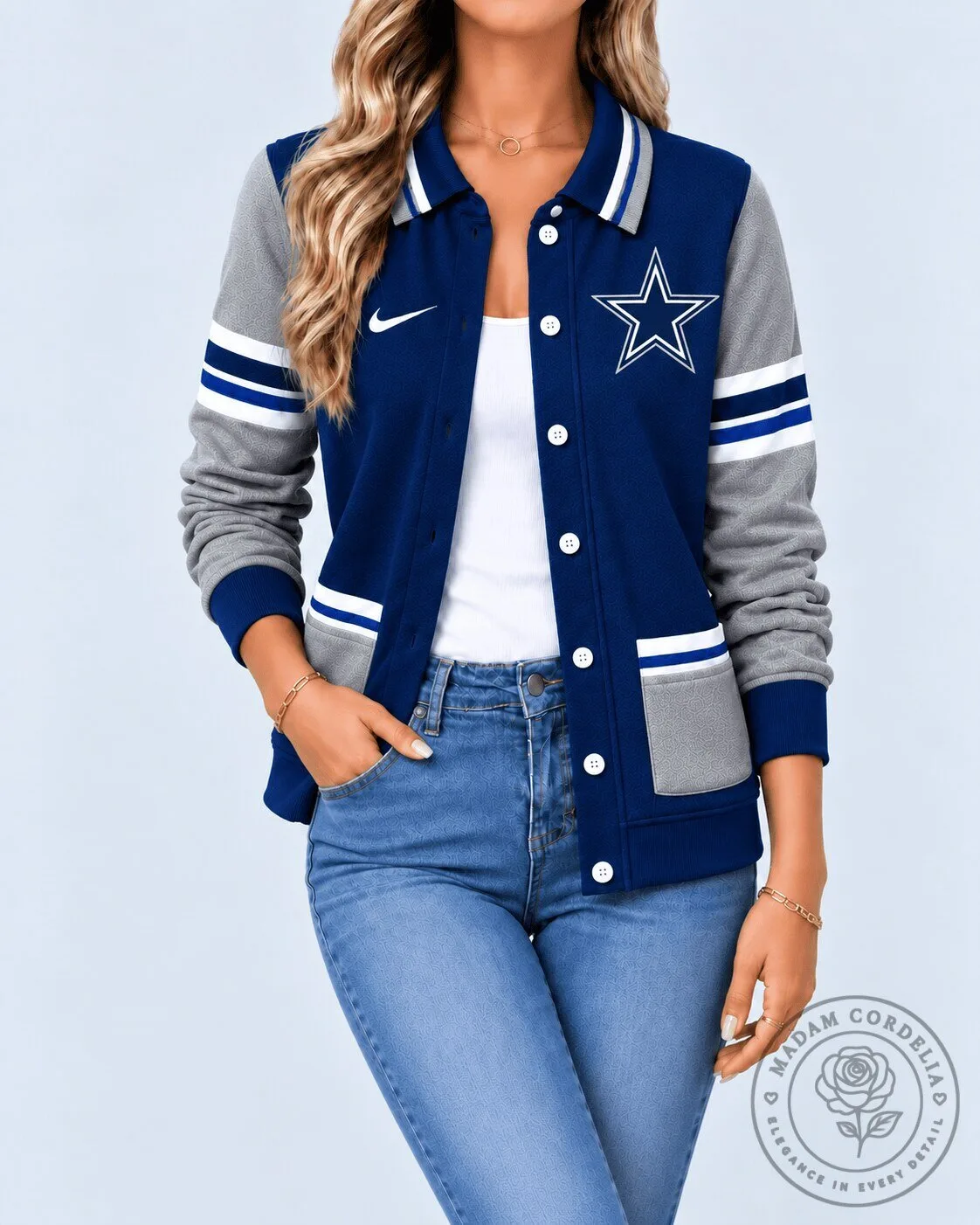 Dallas Cowboys NFL Classic Varsity Button-Up Jacket 5 Dallas Cowboys NFL Classic Varsity Button-Up Jacket