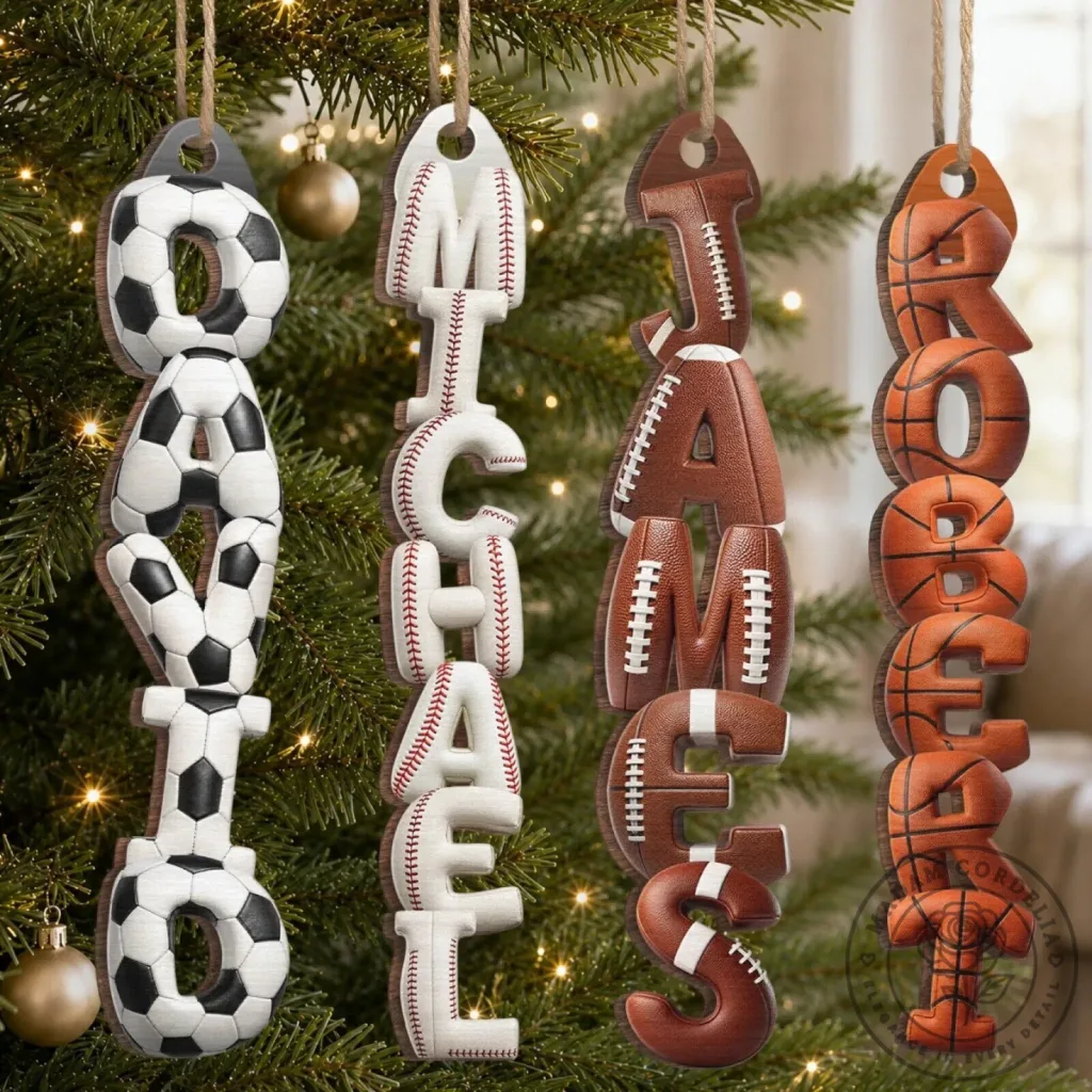 Personalized Sports Ball Letter Name Christmas Tree Ornament Personalized Sports Ball Letter Name Christmas Tree Ornament