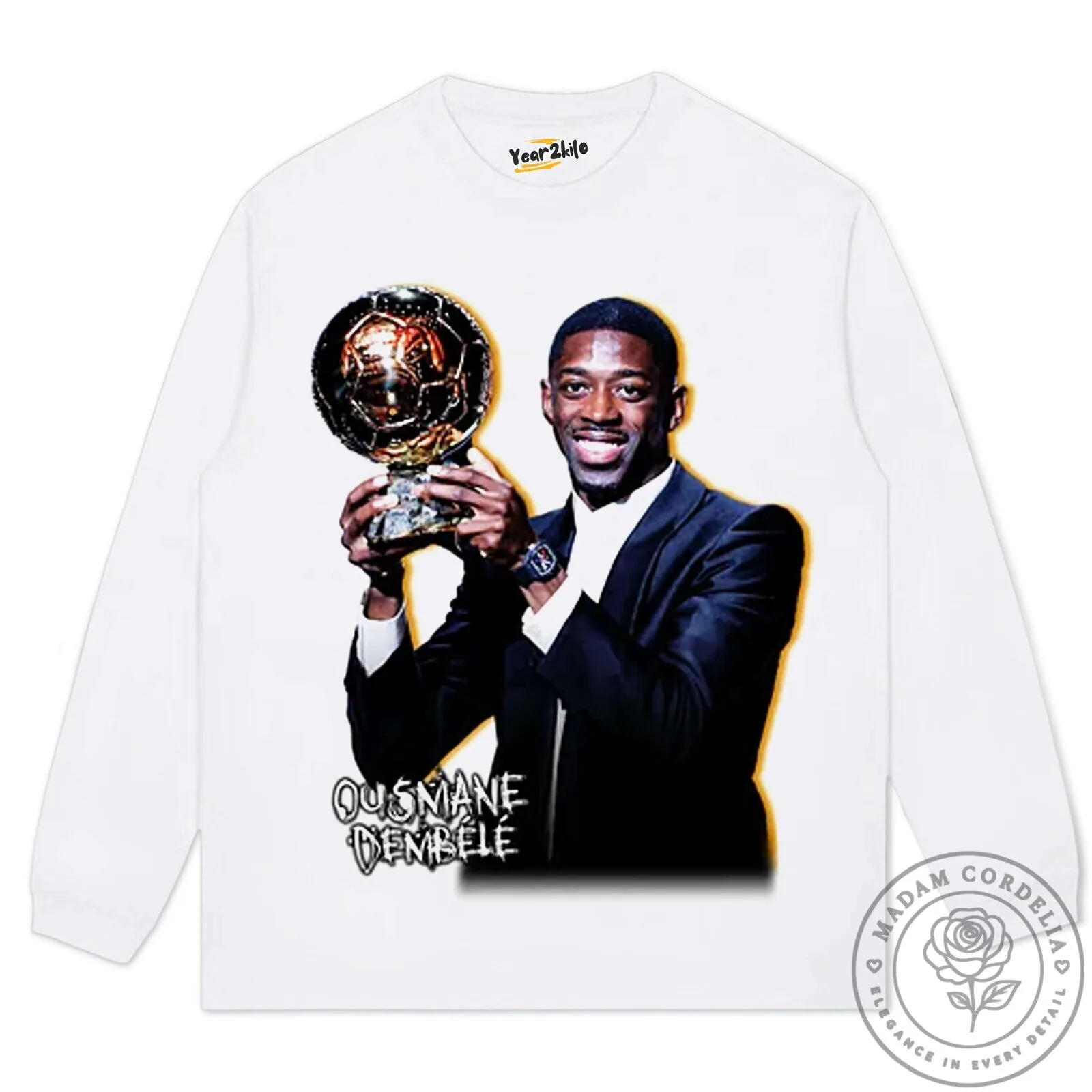 Ousmane Dembele Ballon d'Or Winner Graphic Print Black T-Shirt 26 Ousmane Dembele Ballon d
