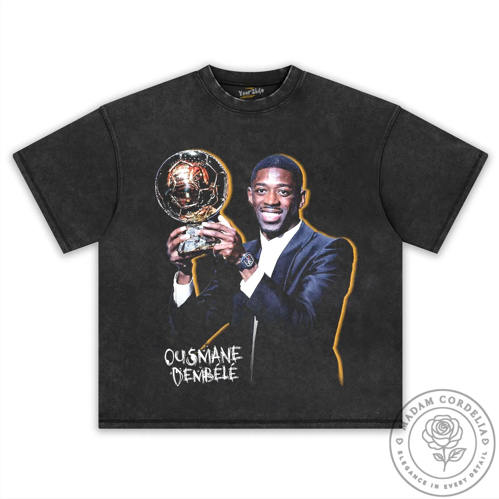 Ousmane Dembele Ballon d'Or Winner Graphic Print Black T-Shirt 29 Ousmane Dembele Ballon d