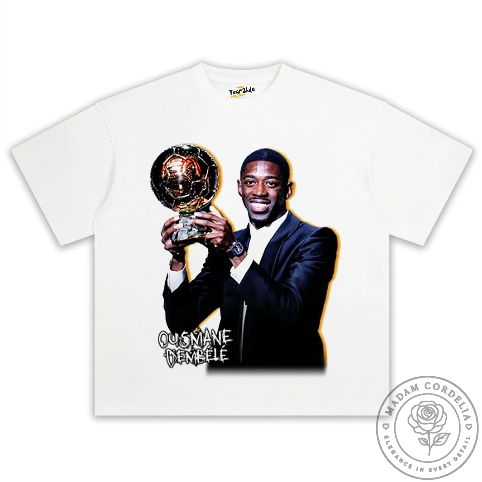 Ousmane Dembele Ballon d'Or Winner Graphic Print Black T-Shirt 30 Ousmane Dembele Ballon d
