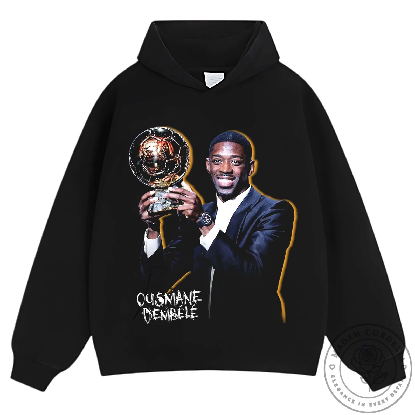 Ousmane Dembele Ballon d'Or Winner Graphic Print Black T-Shirt 35 Ousmane Dembele Ballon d