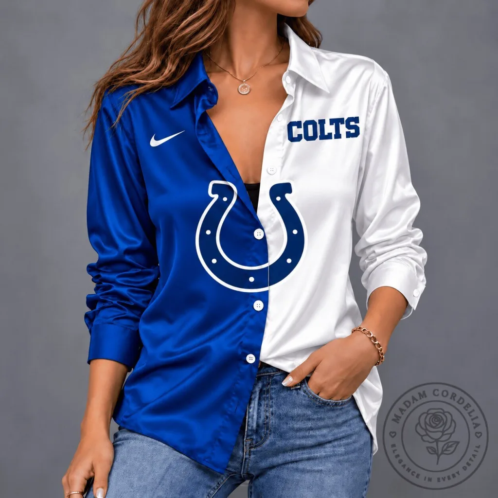 Indianapolis Colts National Football League Team Spirit Satin Long-Sleeve Shirt Indianapolis Colts National Football League Team Spirit Satin Long-Sleeve Shirt