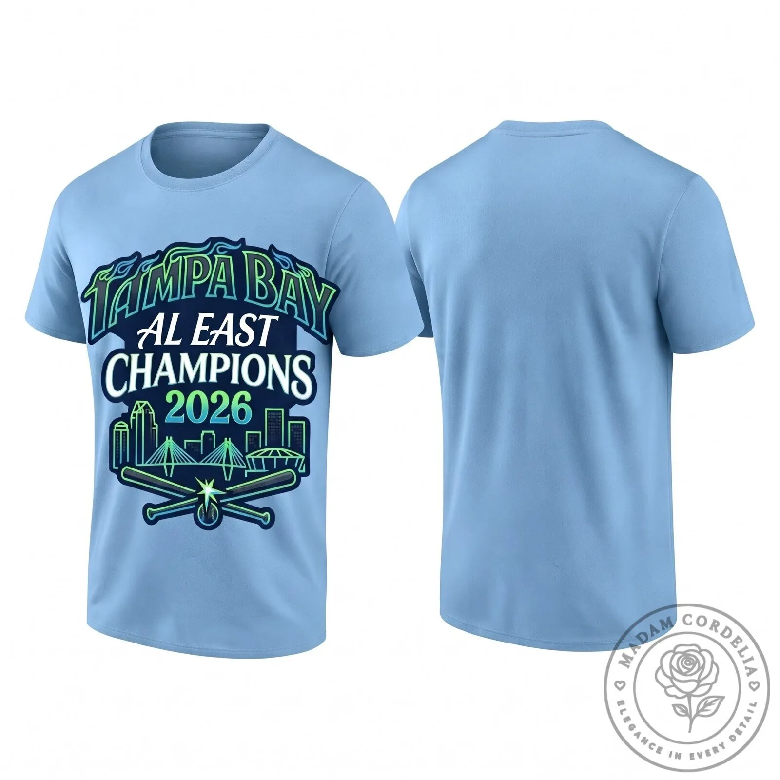 Tampa Bay Rays 2026 American League East Champions Baseball T-Shirt 14 Tampa Bay Rays 2026 American League East Champions Baseball T-Shirt