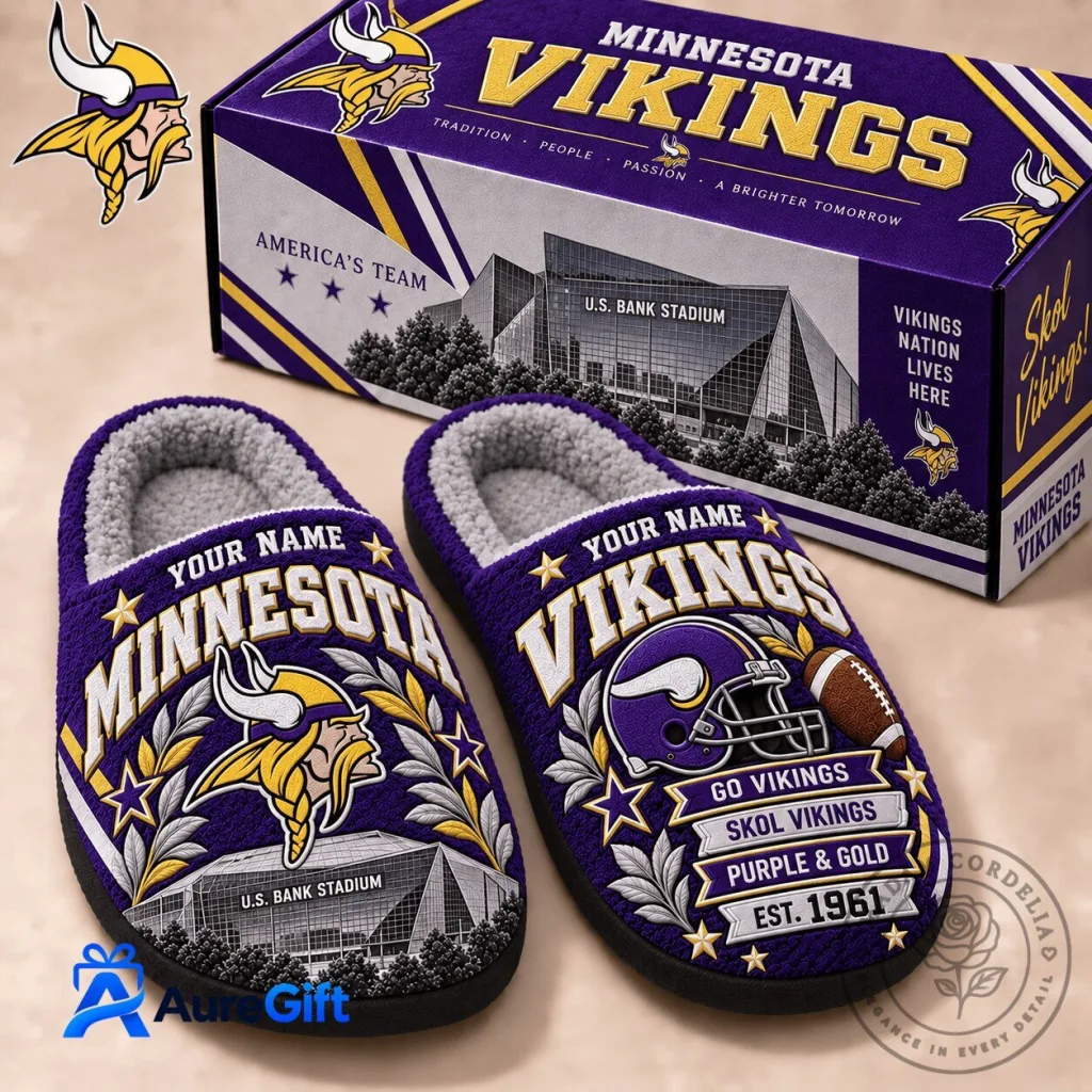 Minnesota Vikings Personalized Football Team Slippers for Men and Women Minnesota Vikings Personalized Football Team Slippers for Men and Women