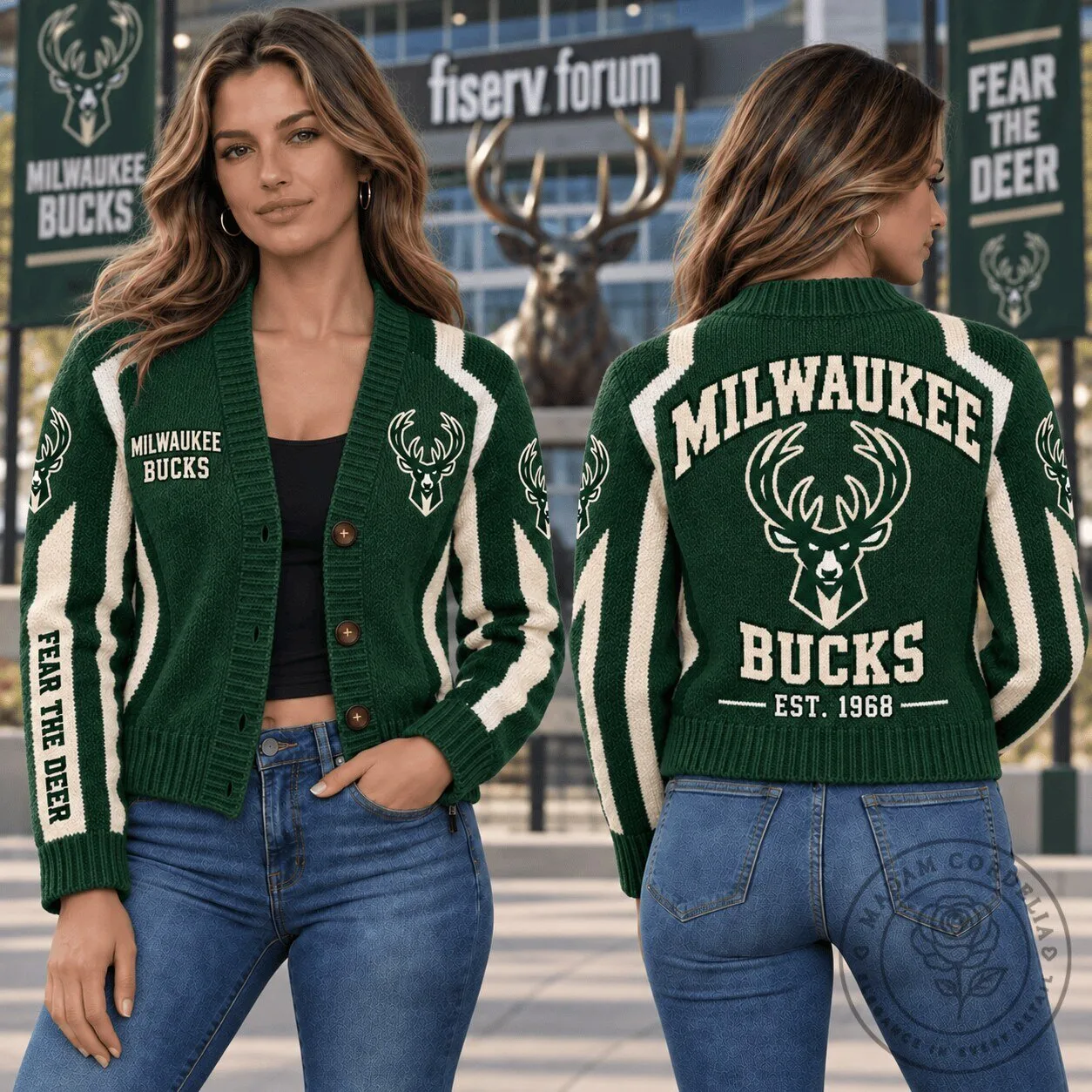 Milwaukee Bucks National Basketball Association Fear The Deer Green Cardigan Jacket