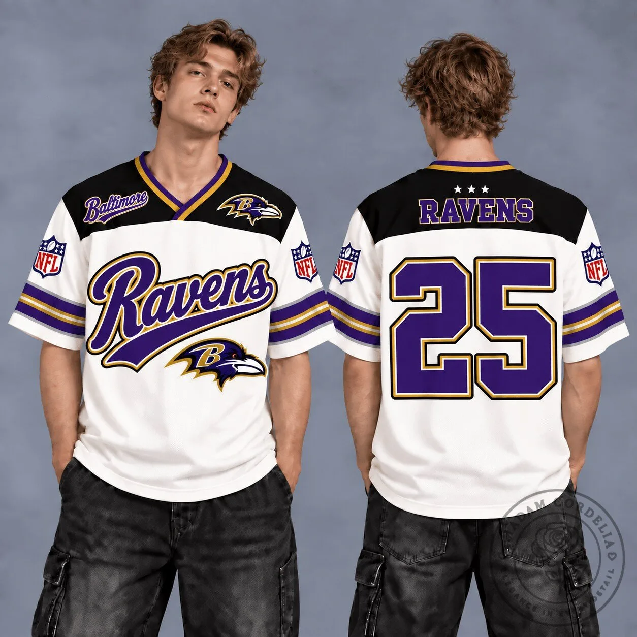 Baltimore Ravens NFL Football Team Fan V-Neck Jersey Shirt