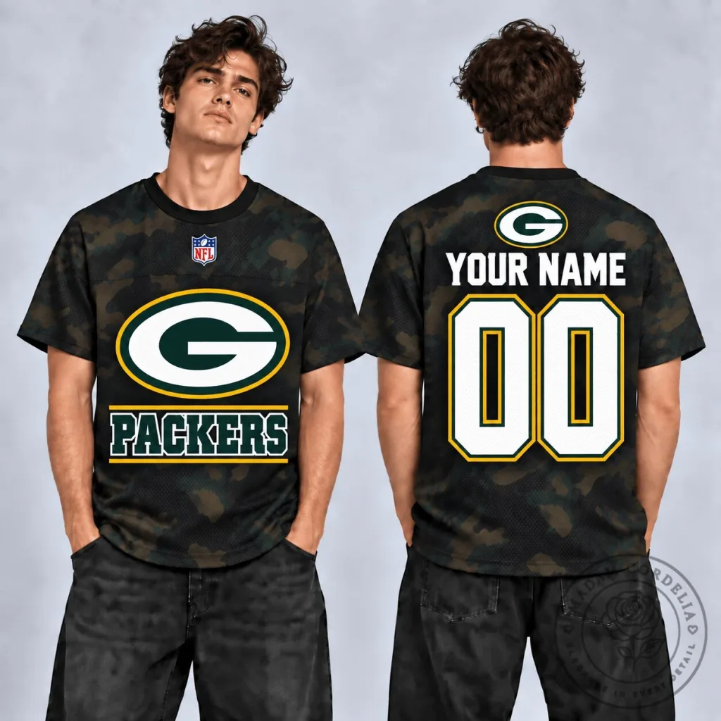 Green Bay Packers Personalized Camouflage Football Jersey Green Bay Packers Personalized Camouflage Football Jersey