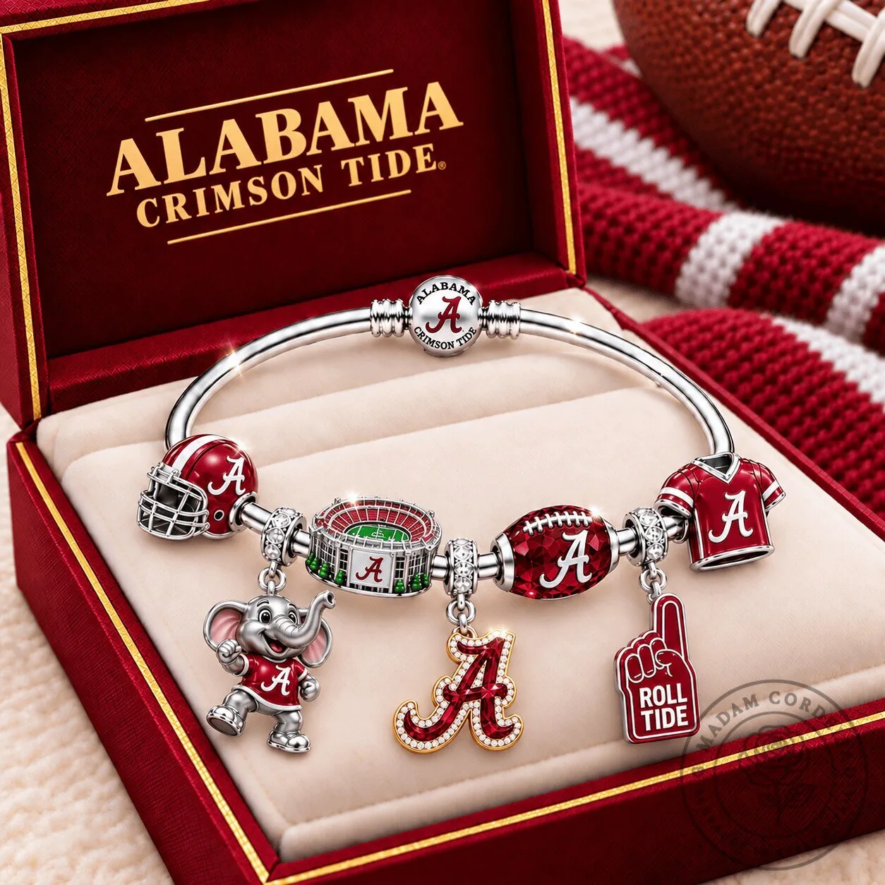 Alabama Crimson Tide Football Charm Bracelet