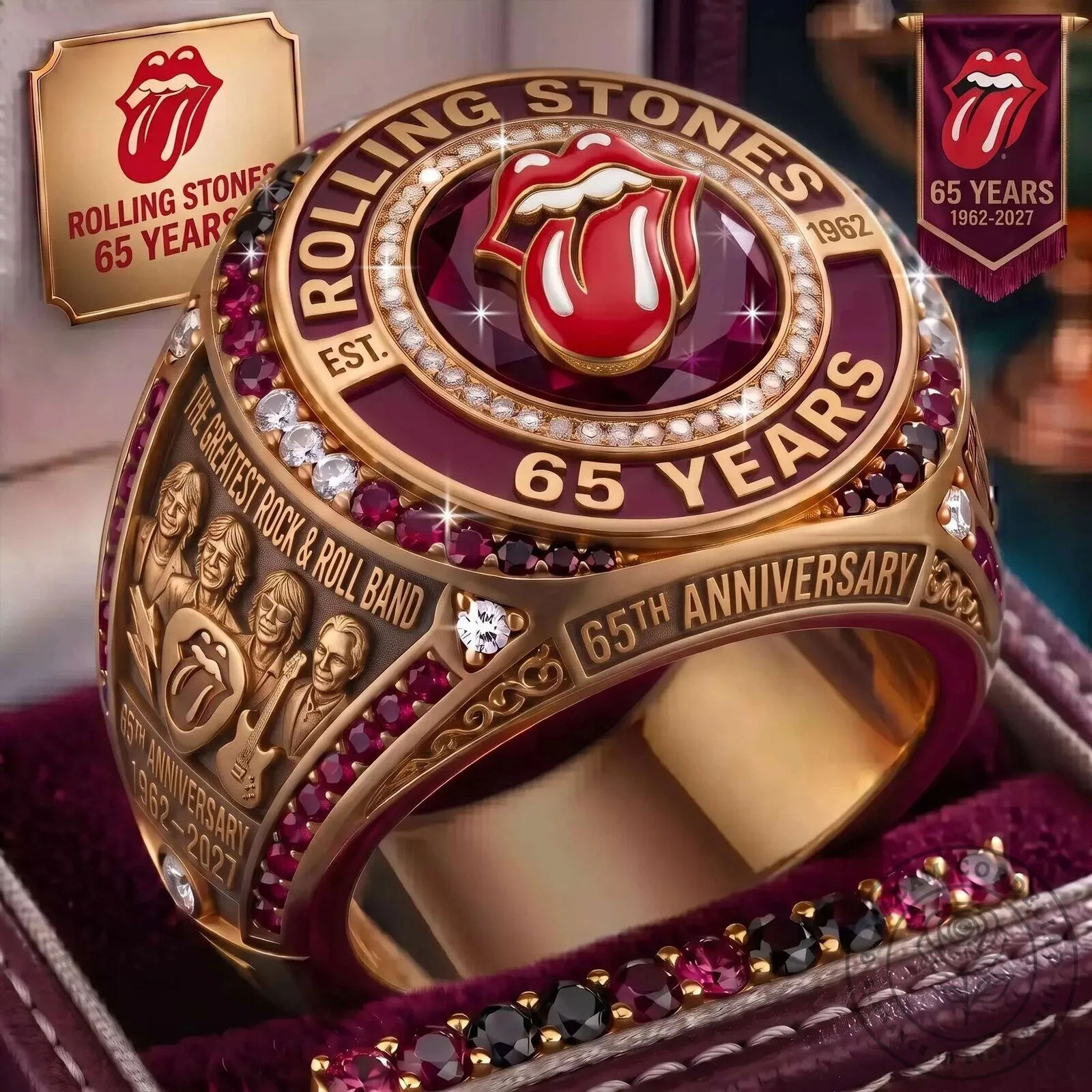 Rolling Stones 65th Anniversary The Greatest Rock and Roll Band Ring