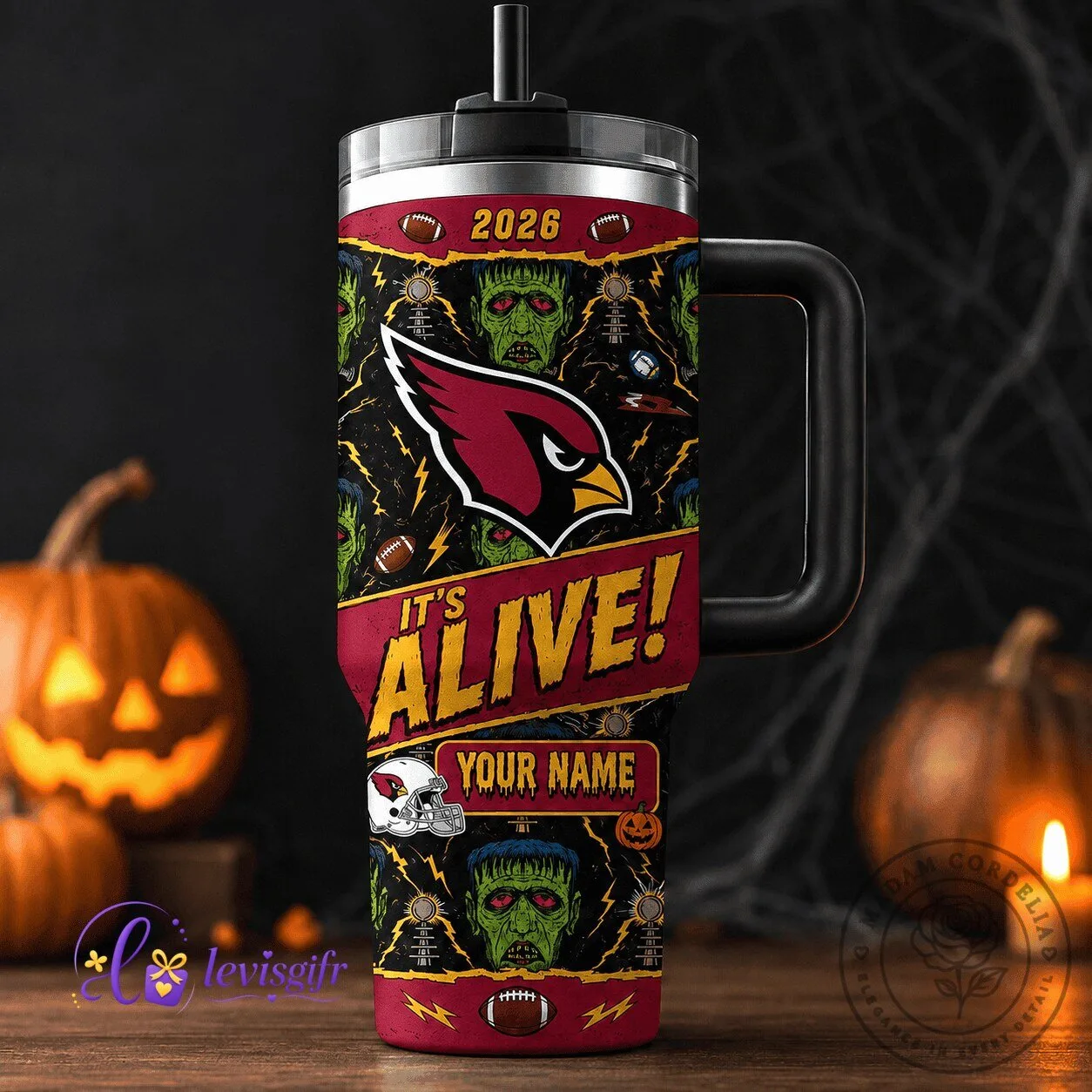 Arizona Cardinals Football Team Halloween Frankenstein Monster 40oz Tumbler