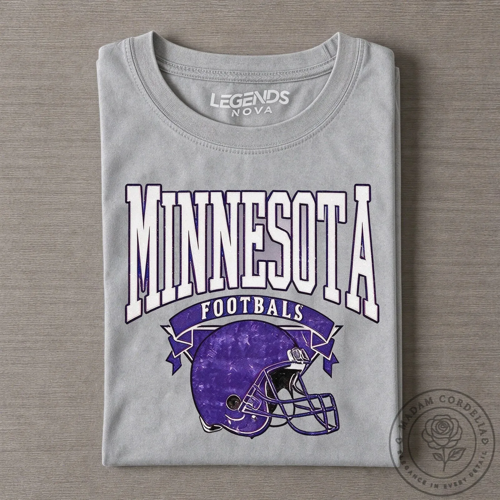 Minnesota Football Distressed Helmet Graphic Gray T-Shirt