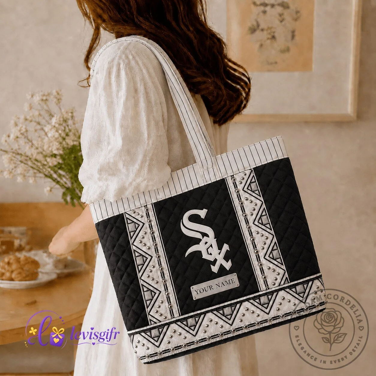 Chicago White Sox Baseball Team Quilted Tote Bag for Women