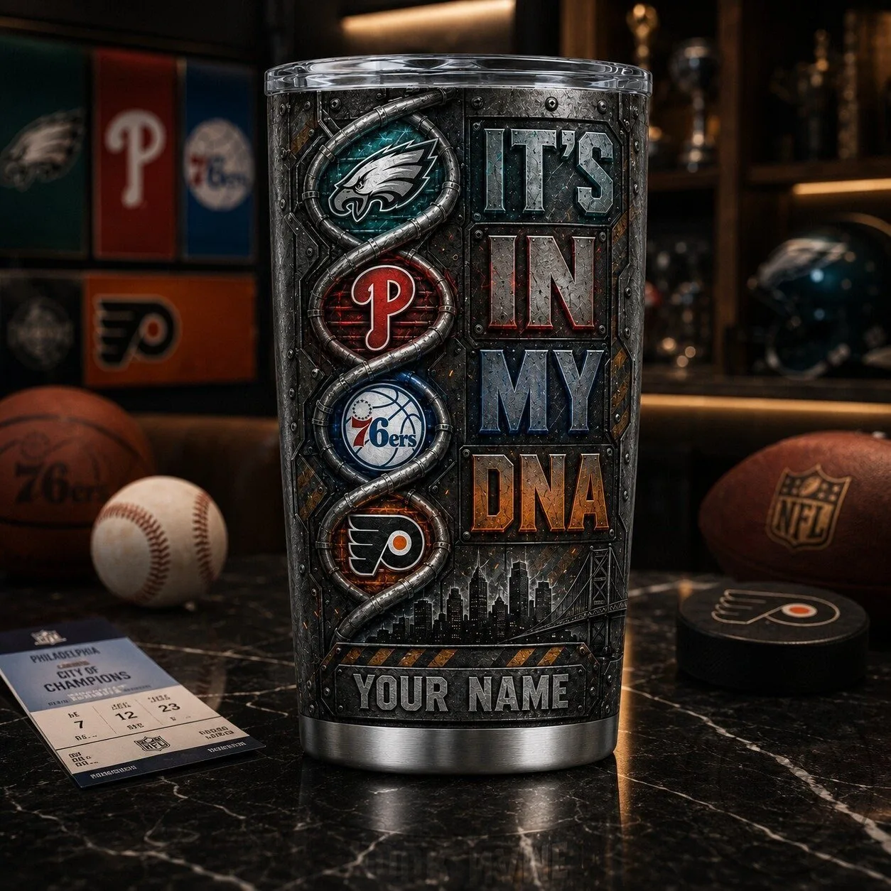 Philadelphia Sports Teams DNA Personalized Stainless Steel Tumbler