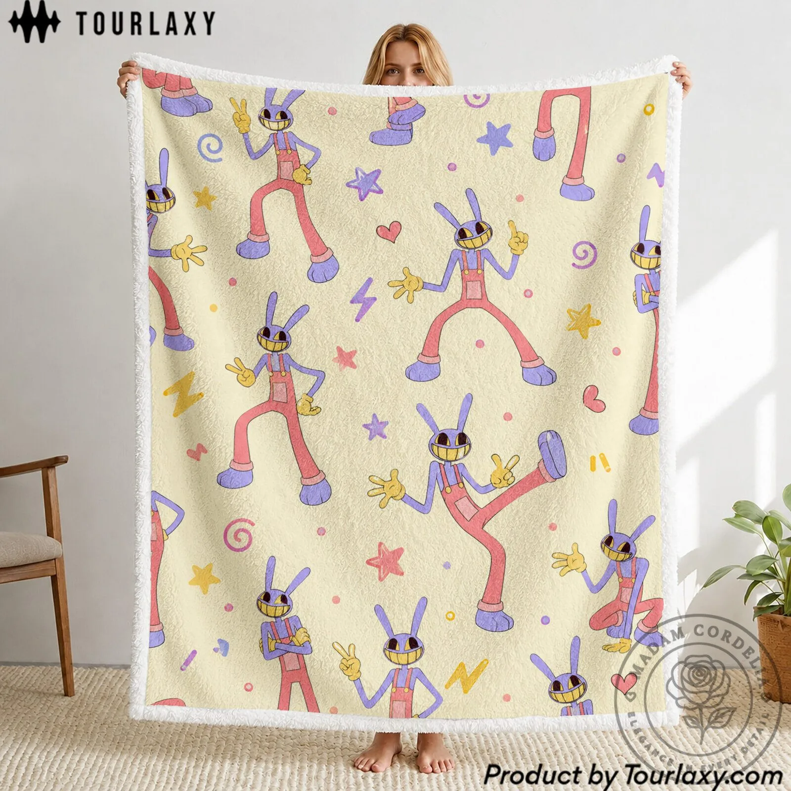 The Amazing Digital Circus Jax Character Pattern Sherpa Blanket 3 The Amazing Digital Circus Jax Character Pattern Sherpa Blanket