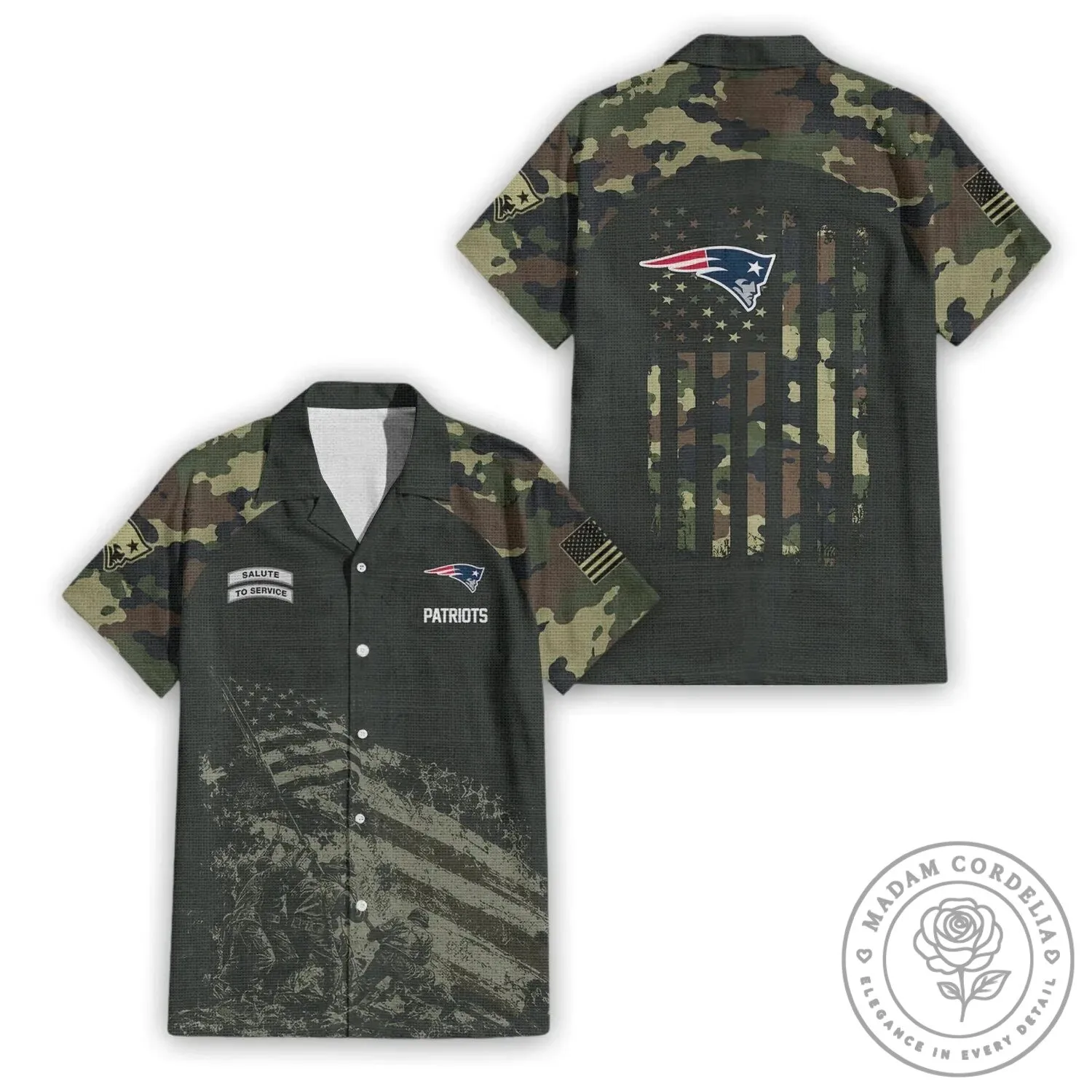 New England Patriots Salute To Service Camouflage Hawaiian Shirt
