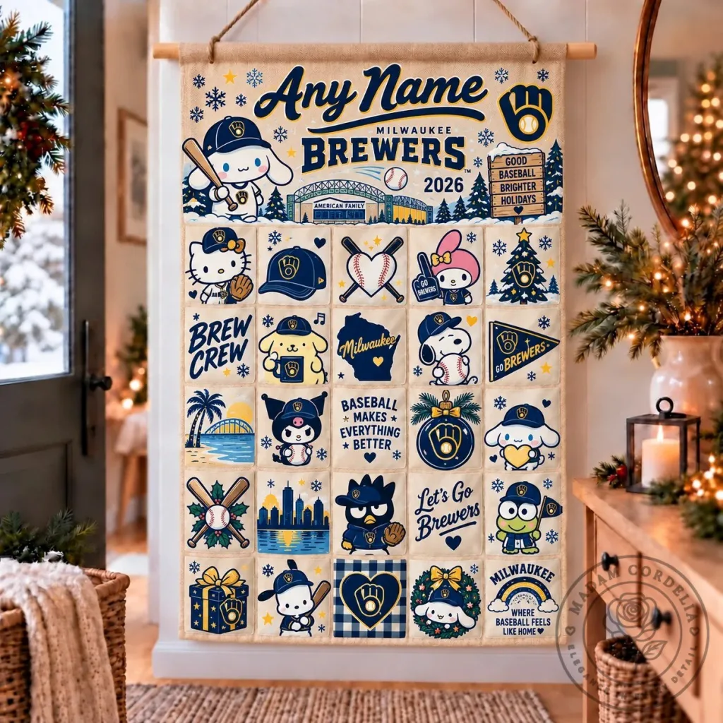 Milwaukee Brewers Hello Kitty Baseball Christmas Advent Calendar Wall Hanging Milwaukee Brewers Hello Kitty Baseball Christmas Advent Calendar Wall Hanging