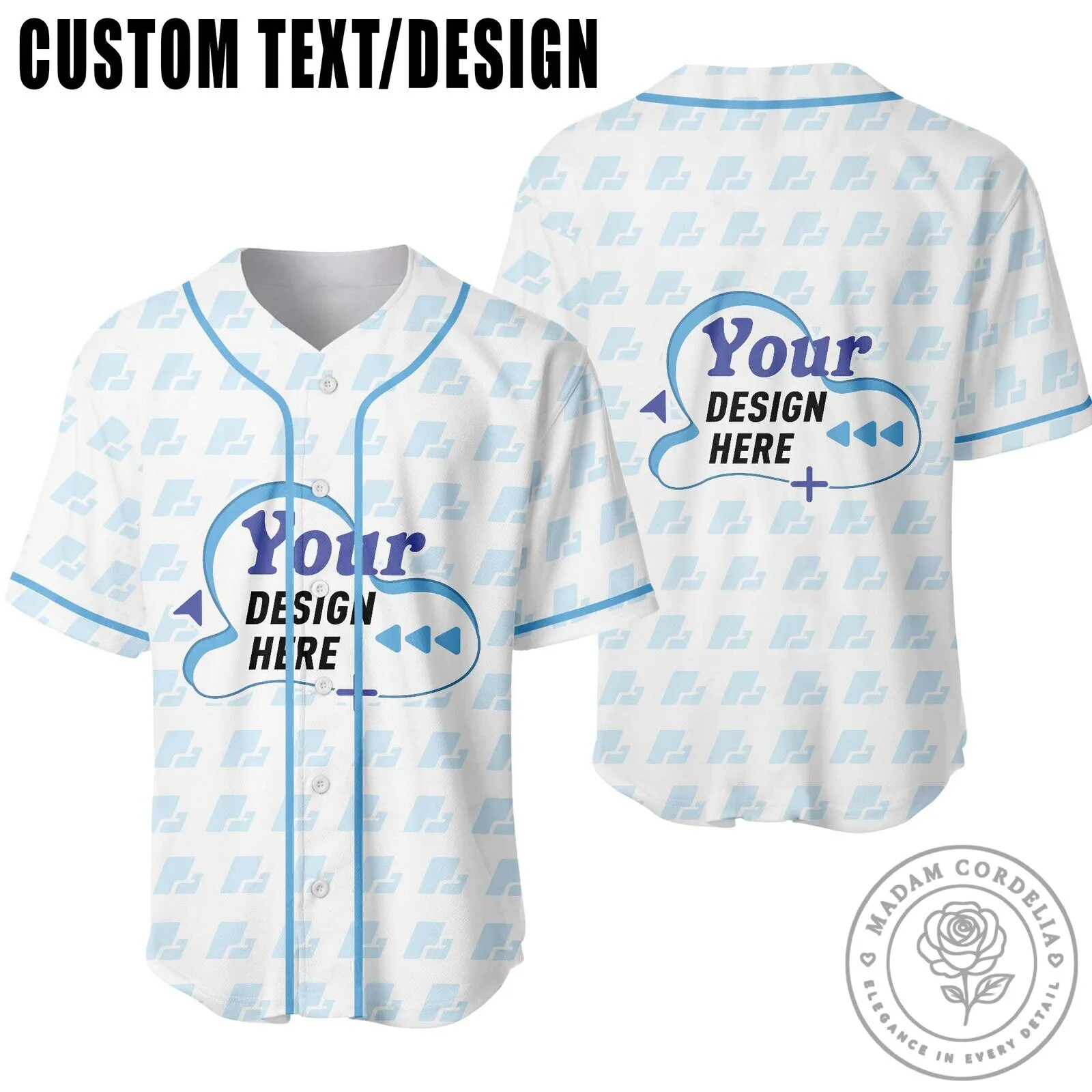 Custom Text Design Personalized Baseball Jersey