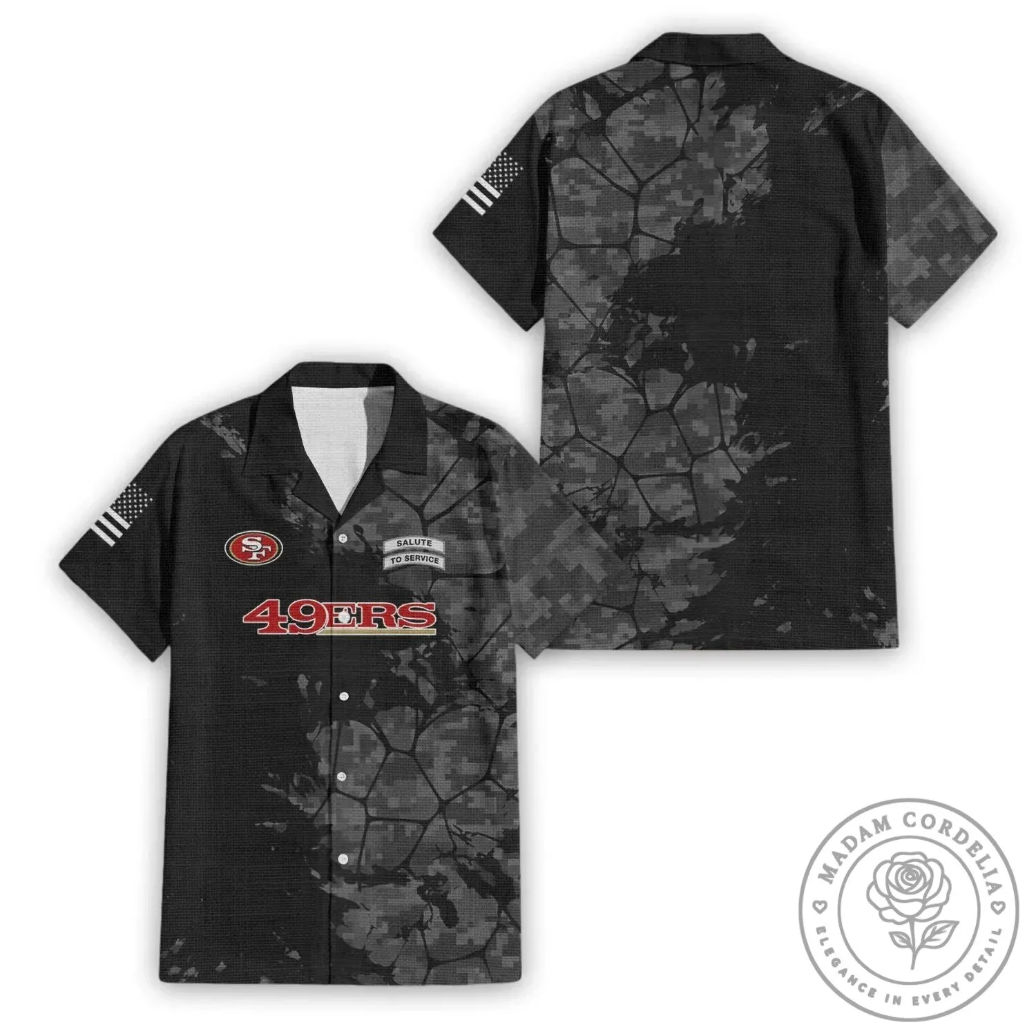 San Francisco 49ers Salute To Service Digital Camouflage Hawaiian Shirt