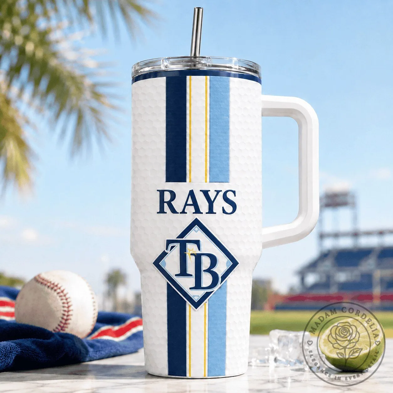 Tampa Bay Rays Baseball Team Insulated Stainless Steel Tumbler with Handle