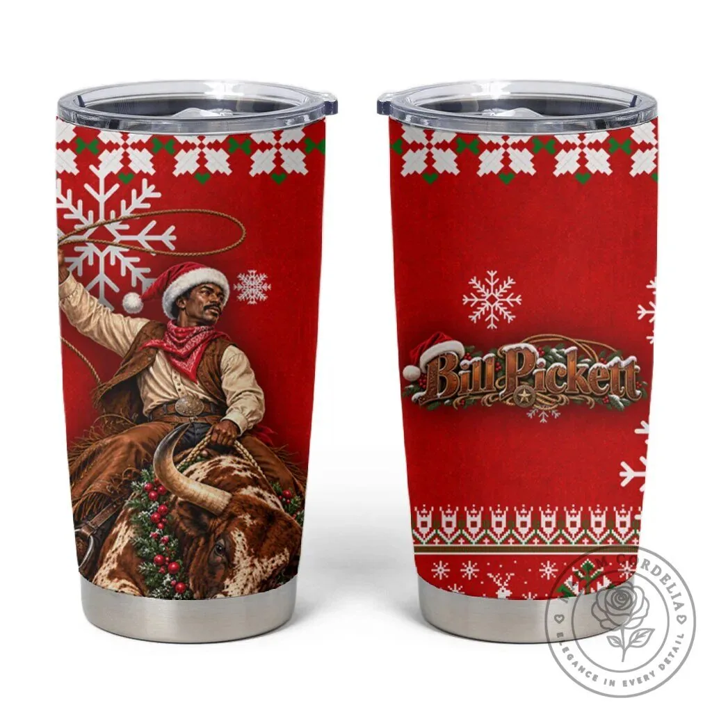 Bill Pickett Christmas Cowboy Rodeo Horse Rider Art Snowy Winter Tumbler
