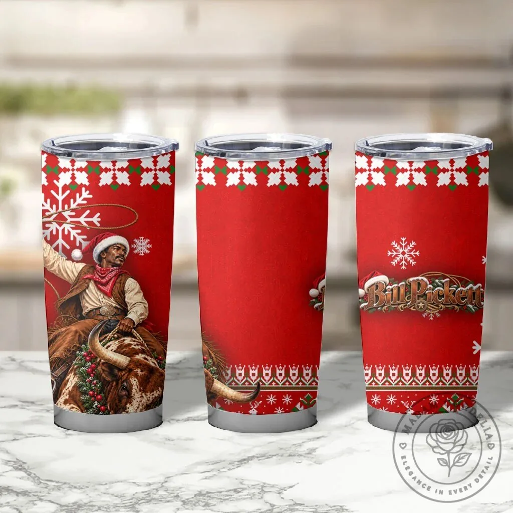 Bill Pickett Christmas Cowboy Rodeo Horse Rider Art Snowy Winter Tumbler 11 Bill Pickett Christmas Cowboy Rodeo Horse Rider Art Snowy Winter Tumbler