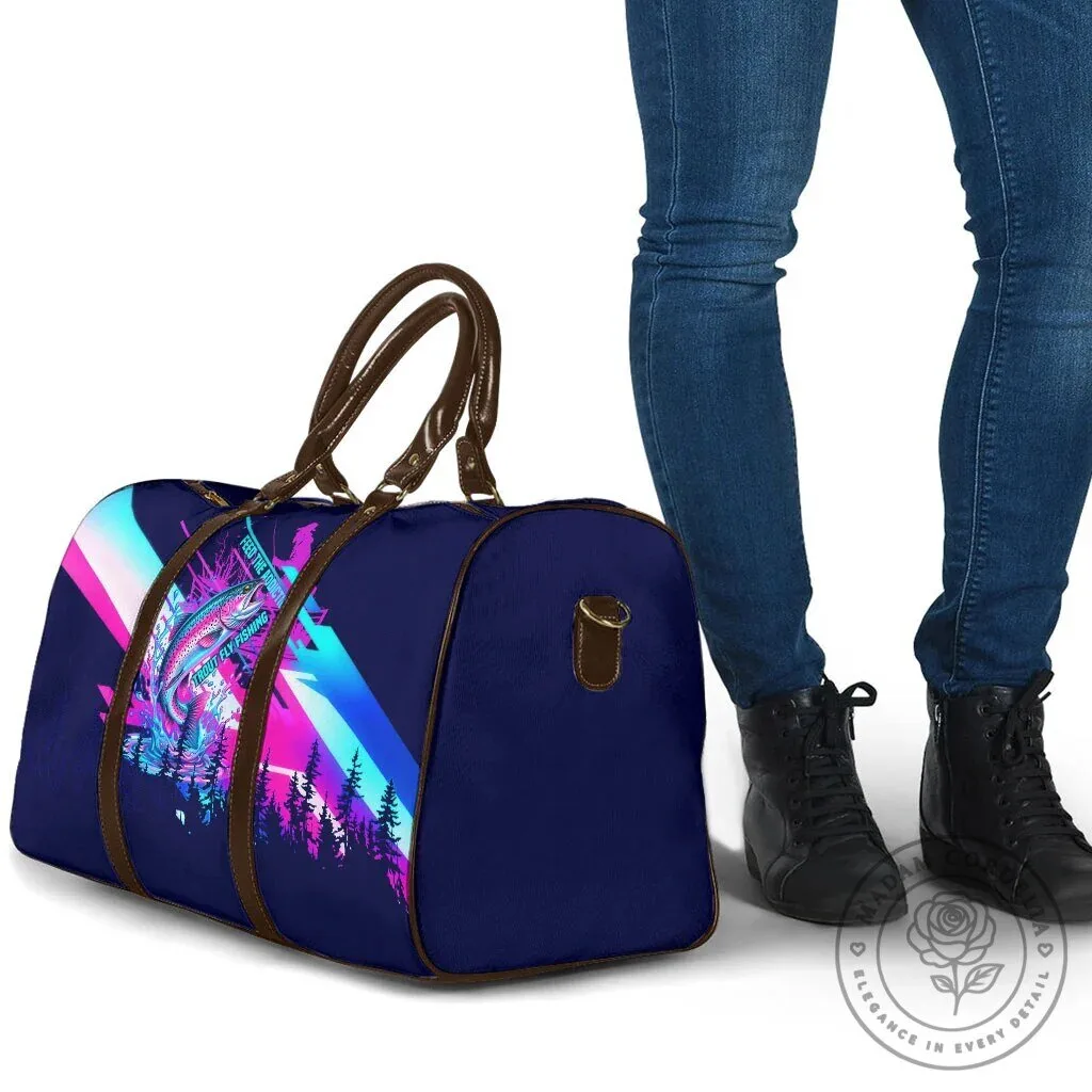 Trout Fly Fishing Born To Cast Travel Bag Neon Cyberpunk Rainbow Trout Fisherman 12 Trout Fly Fishing Born To Cast Travel Bag Neon Cyberpunk Rainbow Trout Fisherman