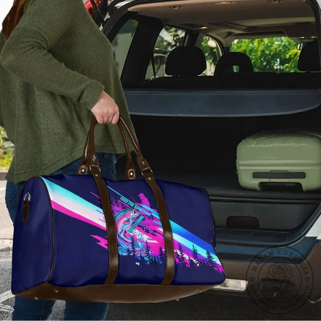 Trout Fly Fishing Born To Cast Travel Bag Neon Cyberpunk Rainbow Trout Fisherman 13 Trout Fly Fishing Born To Cast Travel Bag Neon Cyberpunk Rainbow Trout Fisherman