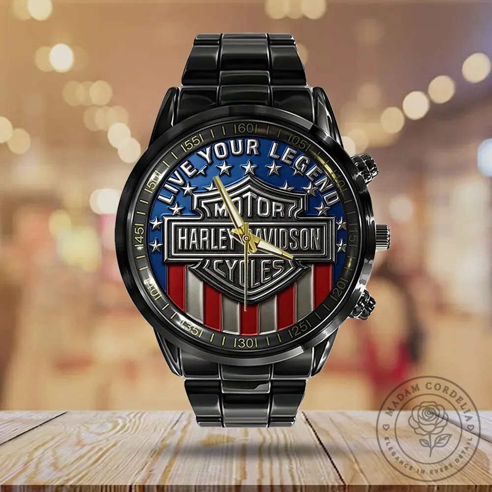 Harley Davidson Live Your Legend American Flag Stainless Steel Watch 9 Harley Davidson Live Your Legend American Flag Stainless Steel Watch