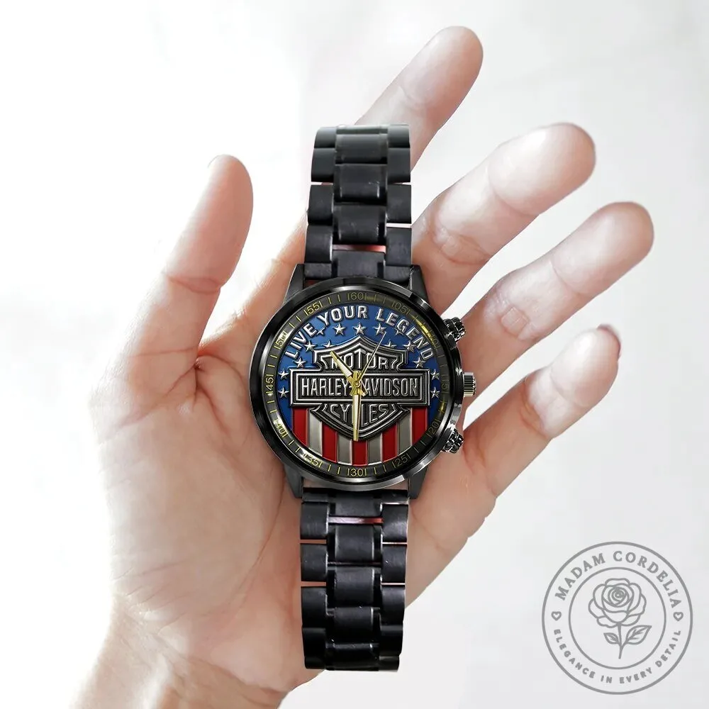 Harley Davidson Live Your Legend American Flag Stainless Steel Watch 10 Harley Davidson Live Your Legend American Flag Stainless Steel Watch