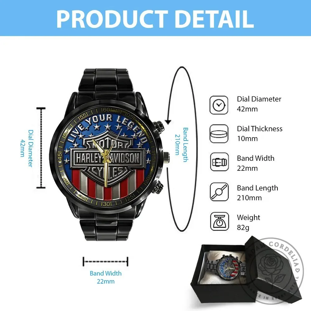 Harley Davidson Live Your Legend American Flag Stainless Steel Watch 11 Harley Davidson Live Your Legend American Flag Stainless Steel Watch