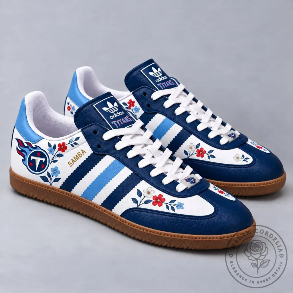 Tennessee Titans Floral Game Day Samba Shoes Tennessee Titans Floral Game Day Samba Shoes